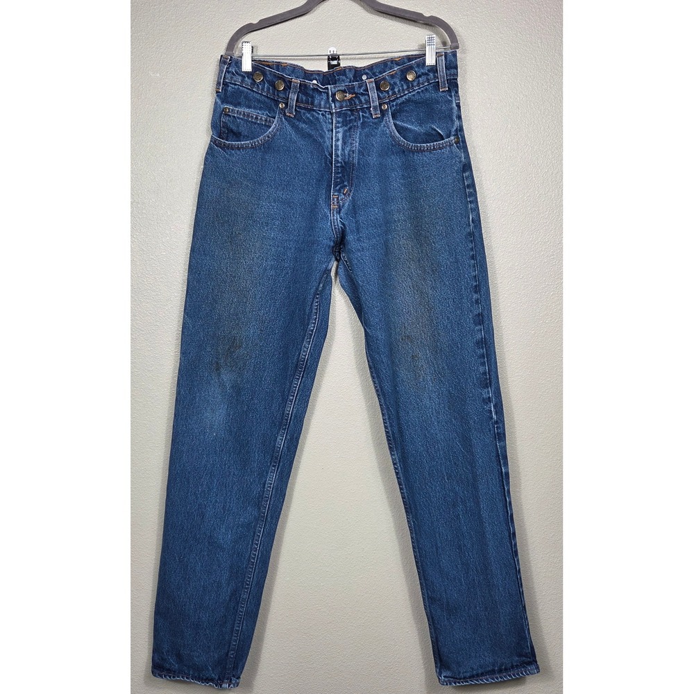 Prison Blues PRSN BLU Carpenter Work Jeans 35x34.5 USA Suspender Button Denim